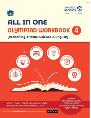 All in One Olympiad Workbook for Reasoning, Maths, Science & English - Class 4(Perfect Binding, Swastick Book Box, Preeti Garg)