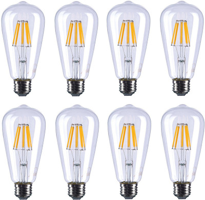 Hybrix 4 W Basic Decorative E27 Decorative Bulb(White, Pack of 8)