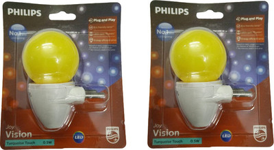 PHILIPS 0.5 W Basic Standard Plug & Play LED Bulb(Yellow, Pack of 2)