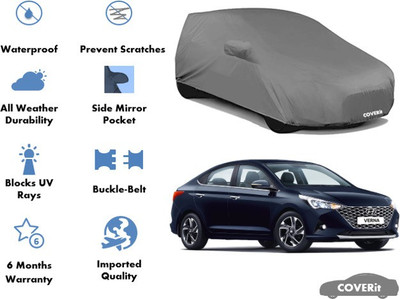 Coverit Car Cover For Hyundai Verna (With Mirror Pockets)(Grey)