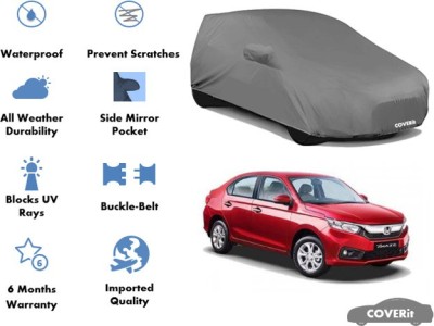 Coverit Car Cover For Honda Amaze (With Mirror Pockets)(Grey)