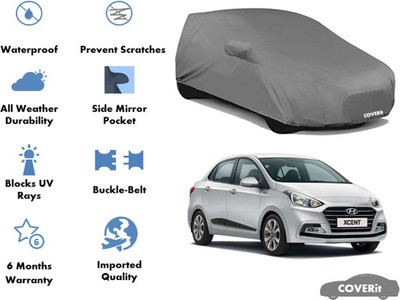 Coverit Car Cover For Hyundai Xcent (With Mirror Pockets)(Grey)