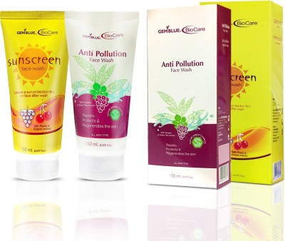 GEMBLUE BIOCARE Anti Pollution  150ml and Sunscreen  150ml Face Wash(300 ml)
