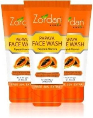 Zordan Herbals PAPAYA FACE WASH (Papaya & Aloevera) (3 X 120 ml) Face Wash(360 ml)