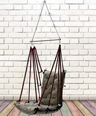 Swingzy Soft Velvet Hanging Swing Chair Cotton Large Swing(Grey)