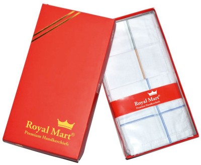 royal mart 12 Pieces White Satin Colour 15 Inch Complete Face Cover Handkerchief Men's Cotton Striped | Comfortable and Convenient for Long Hours | Multi Colour| [