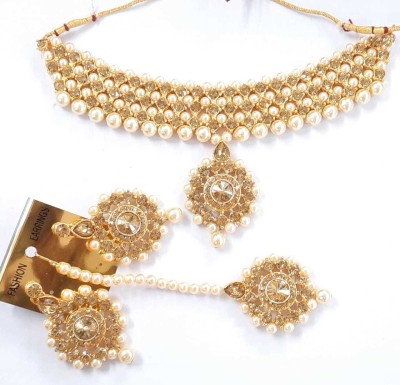 vaishnavi imitation Brass Gold-plated Gold Jewellery Set(Pack of 1)