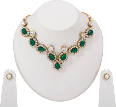 JewelShadi Alloy Gold-plated Green Jewellery Set(Pack of 1)