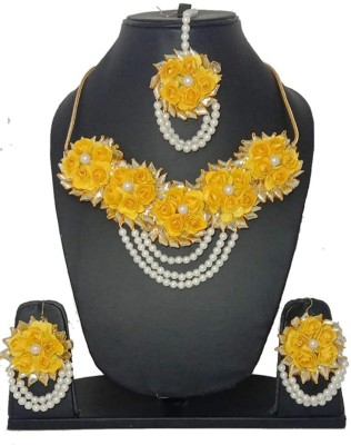 Rozec Fabric, Paper Yellow, White Jewellery Set(Pack of 1)