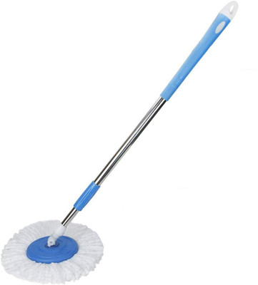 Bazaar Gali 360° Spinning Stainless Steel Rod Set with Smart Lock System and 1 Microfiber Refill Mop Rod(Blue 110 m)