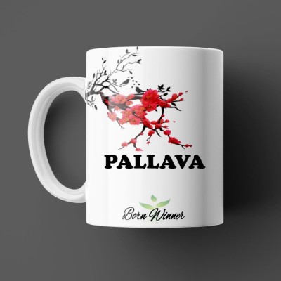 Beautum BORN WINNER Pallava Name Printed White Ceramic (350)ml Model NO: BRNWIN15327 Ceramic Coffee Mug(350 ml)