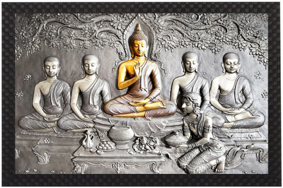 Shri Nath Creations Lord Buddha Print Art Design Digital Reprint 14 inch x 20 inch Painting(With Frame)