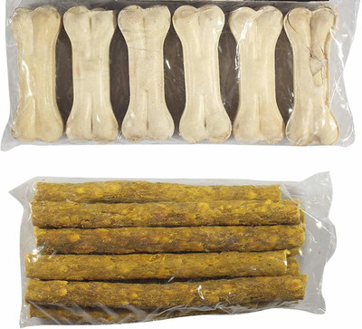 Peto lovers Peto Lovers Pressed Dog Bone 3 inches - Pack of 6 bones Chicken Dog Chew Chicken Dog Chew(250 g, Pack of 2)
