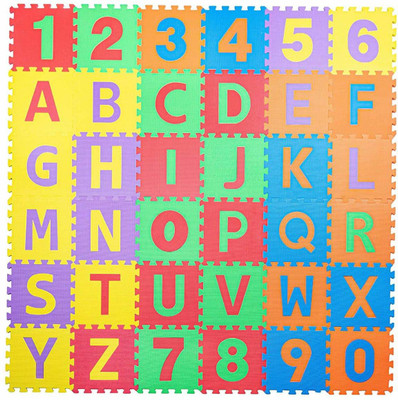 Kipskart Interlocking Learning 36 Pieces In Each Mini Puzzle Foam Mat Alphabet and Number Mat for Kids (Multi Color) Pack of 2(Multicolor)