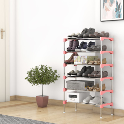 Flipkart Perfect Homes Studio Metal Shoe Stand(Baby Pink, 6 Shelves, DIY(Do-It-Yourself))