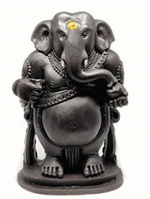 Delidge Lord Ganesha Idol For Table Black Decorative Showpiece  -  7 cm(Stone, Black)