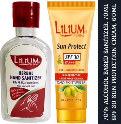 LILIUM Sunscreen - SPF 30 PA+++ Sun Protect Cream SPF30 With Hand Cleanser-GC1219(60 ml)