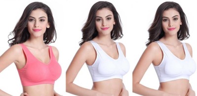 LX PRODUCTS Women Sports Non Padded Bra(White, Pink)