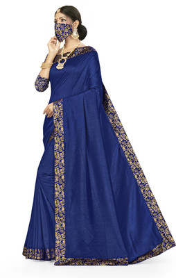 manvaa Self Design Jamdani Art Silk Saree(Dark Blue)