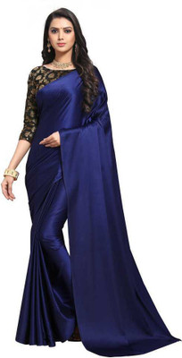 SHREEJI ENTERPRISE Solid/Plain Banarasi Art Silk Saree(Blue)