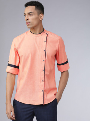 HIGHLANDER Men Solid Casual Orange Shirt