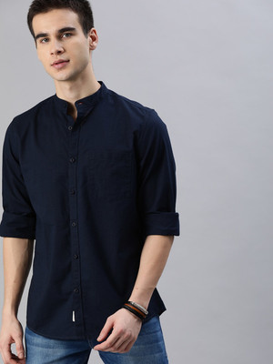 Roadster Men Solid Casual Dark Blue Shirt