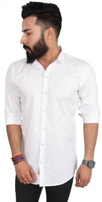 SANGAM Men Solid Casual White Shirt