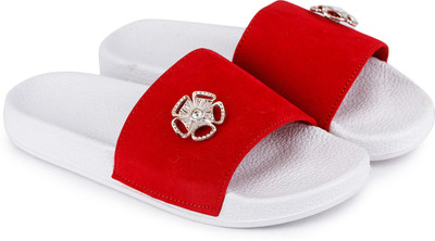 ShoeNstring Women Flip Flops(Red , 6)
