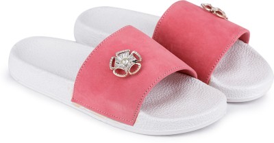 ShoeNstring Women Flip Flops(Pink , 4)