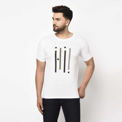 stylesmyth Printed Men Round Neck White T-Shirt
