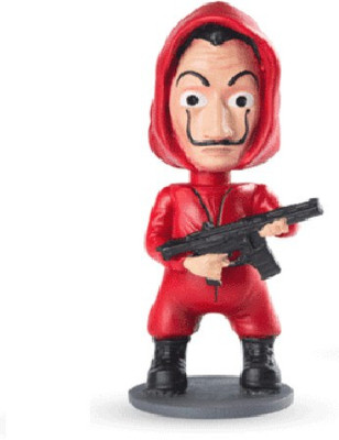 AweStuffs Bella Ciao Money Heist Car Decoration Bobblehead Action Figure(Red)