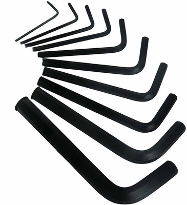 Paradise Tools India Hex Key Allen Key LN Key L Shaped Ring Set, Black Phosphate, Pack of 10 from 1.5 to10 mm Allen Key Set