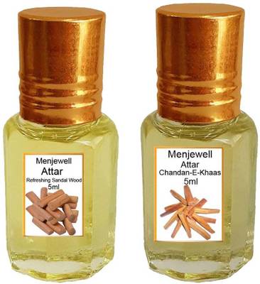 Menjewell Pack of The Refreshing Sandal wood 5ml &amp; The Chandan-E-Khaas 5ml Natural Itra/Attar/ Perfume Floral Attar  (Floral, Sandalwood)