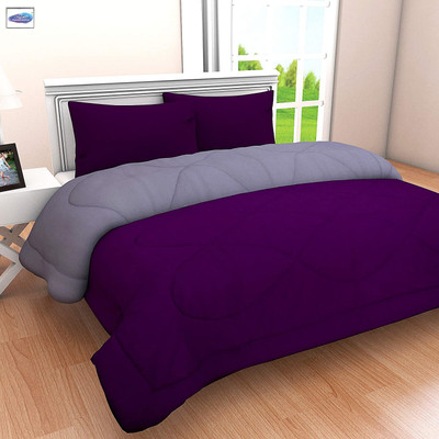 TrueYarns Solid Double Comforter for  Heavy Winter(Microfiber, Purple / Grey)