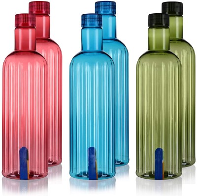AK HUB Standard Quality Fridge Bottle Set (2 Red / 2 Green / 2 Blue) (6 Pcs Set) 1000 ml Bottle(Pack of 6, Multicolor, Plastic)
