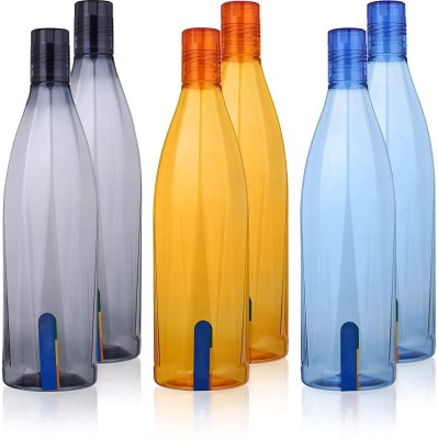 AK HUB Premium Quality Fridge Bottle Set (2 Grey / 2 Blue / 2 Orange) (6 Pcs Set) 1000 ml Bottle(Pack of 6, Multicolor, Plastic)
