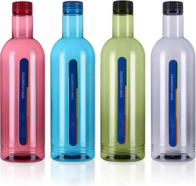 AK HUB Premium Quality Fridge Bottle Set (Blue/Red/Green/Grey) (4 Pcs Set) 1000 ml Bottle(Pack of 4, Multicolor, Plastic)