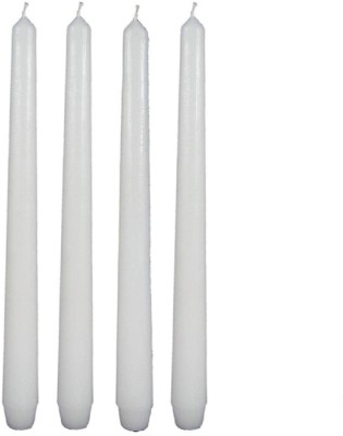 Maxime White taper candle Candle(White, Pack of 4)