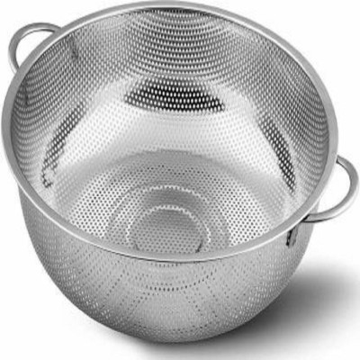 arkit Rice Bowl Stainless Steel Filter Colander Fruit Vegetable Washing Baskets Strainer Drainer with Handle Kitchen Tools Strainer (Silver Pack of 1) Collapsible Colander(Silver Pack of 1)