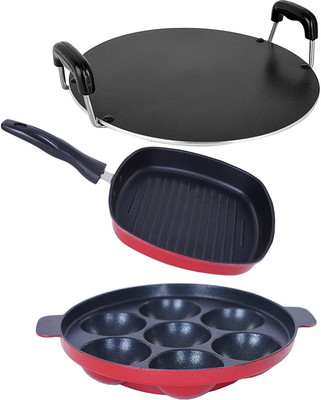 NIRLON AP7_GP24_RT_________ Non-Stick Coated Cookware Set(PTFE (Non-stick), Aluminium, 3 - Piece)