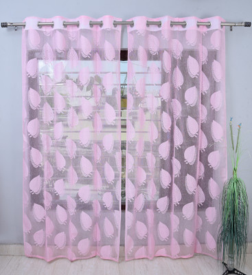 Homefab India 274.5 cm (9 ft) Long Door Polyester Transparent Curtain (Pack Of 2)(Pink, Self Design)