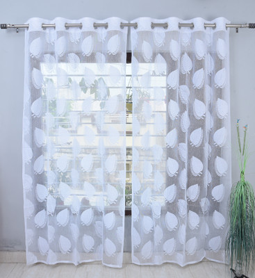Homefab India 152.5 cm (5 ft) Polyester Transparent Window Curtain (Pack Of 2)(Self Design, White)