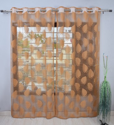 Homefab India 274.5 cm (9 ft) Polyester Transparent Long Door Curtain (Pack Of 2)(Self Design, Light Brown)