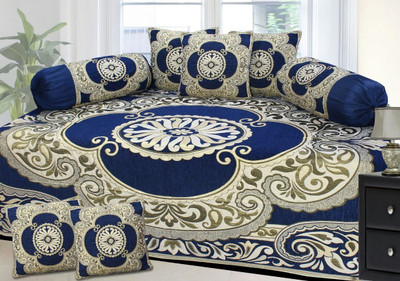 moninfinity Chenille Floral Diwan Set(Blue)