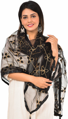 WHITEHEAVEN Net Embroidered Women Dupatta