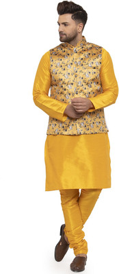 kaifoo Men Kurta Churidar Ethnic Jacket Set
