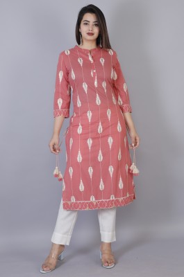 Royal Fabtex Women Embroidered Straight Kurta(Pink)