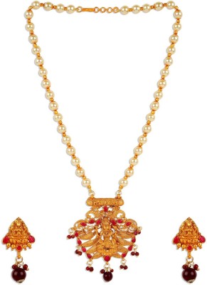 BHANA CREATIONS Alloy Gold-plated Maroon Jewellery Set(Pack of 1)