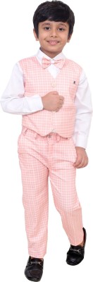 Fourfolds Boys Party(Festive) Shirt Bow Tie, Trouser, Waistcoat(Pink)