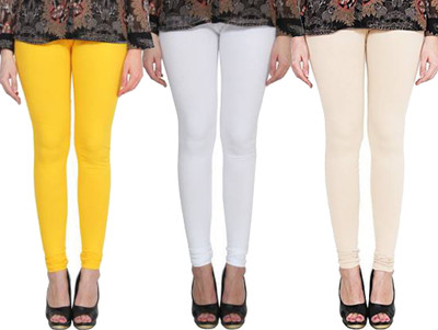 Clarita Churidar  Western Wear Legging(Yellow, White, Beige, Solid)
